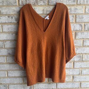 J. Jill Women's V-Neck Sweater in Rust Orange